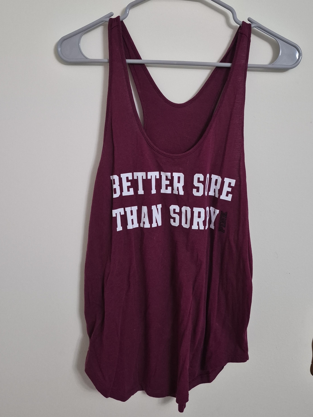 By PINK Victoria's Secret Burgundy Graphic Racerback Tank- Size Medium